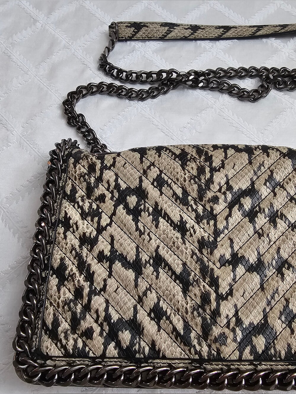 ALDO Beige Black Snake-Print Women's Clutch